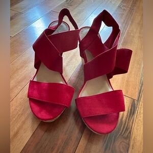 Rare American Eagle Cork Wedge with Red Straps - Size 7, Last Ones in Stock